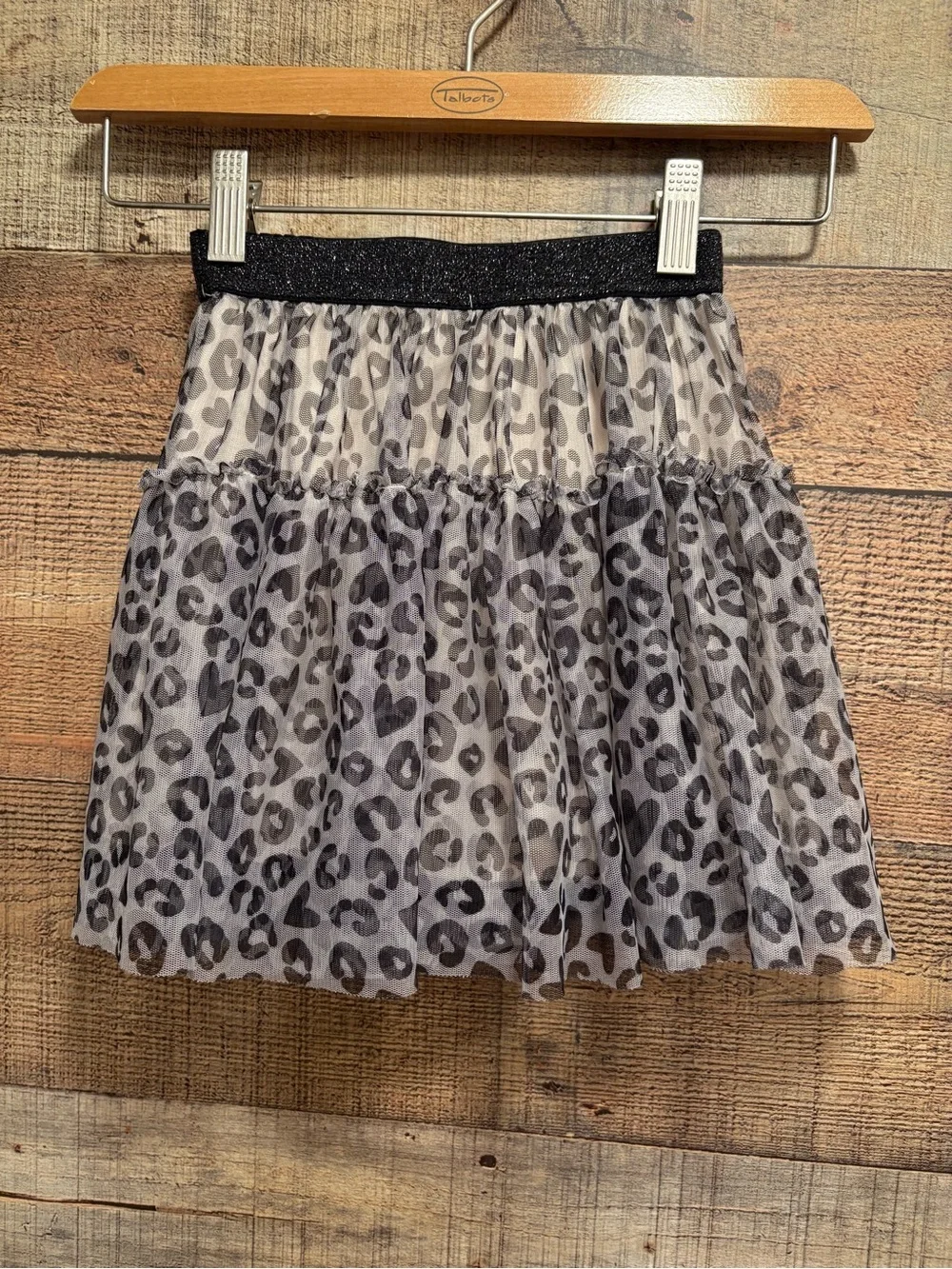 365 Kids Girls Leopard Print Tulle Skirt Size 5 Tiered K022